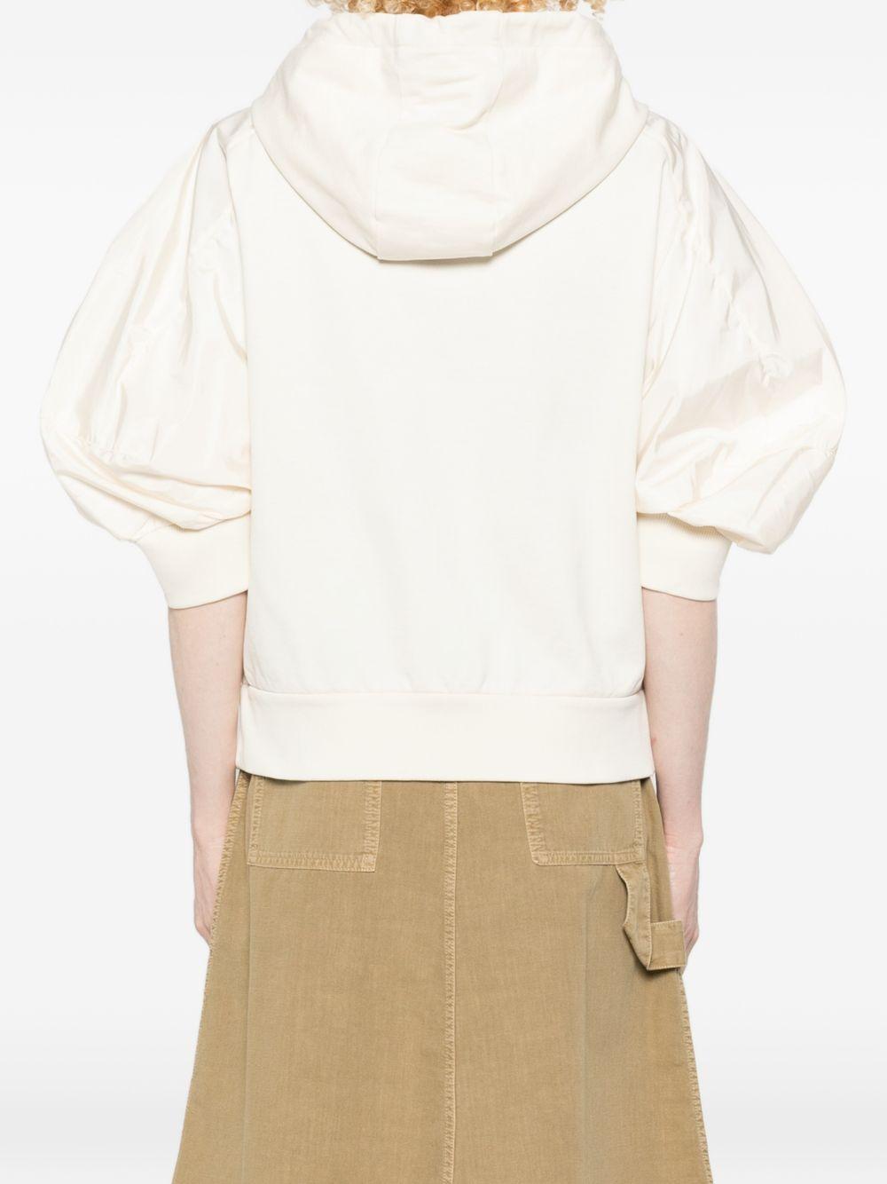 MONCLER Beige sweater with hood and puff sleeves<BR/> 