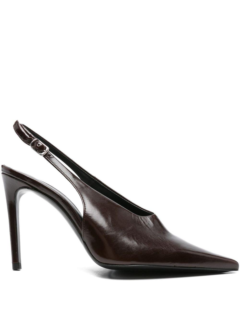GUGLIELMO ROTTA Slingback in pelle di vitello marrone 