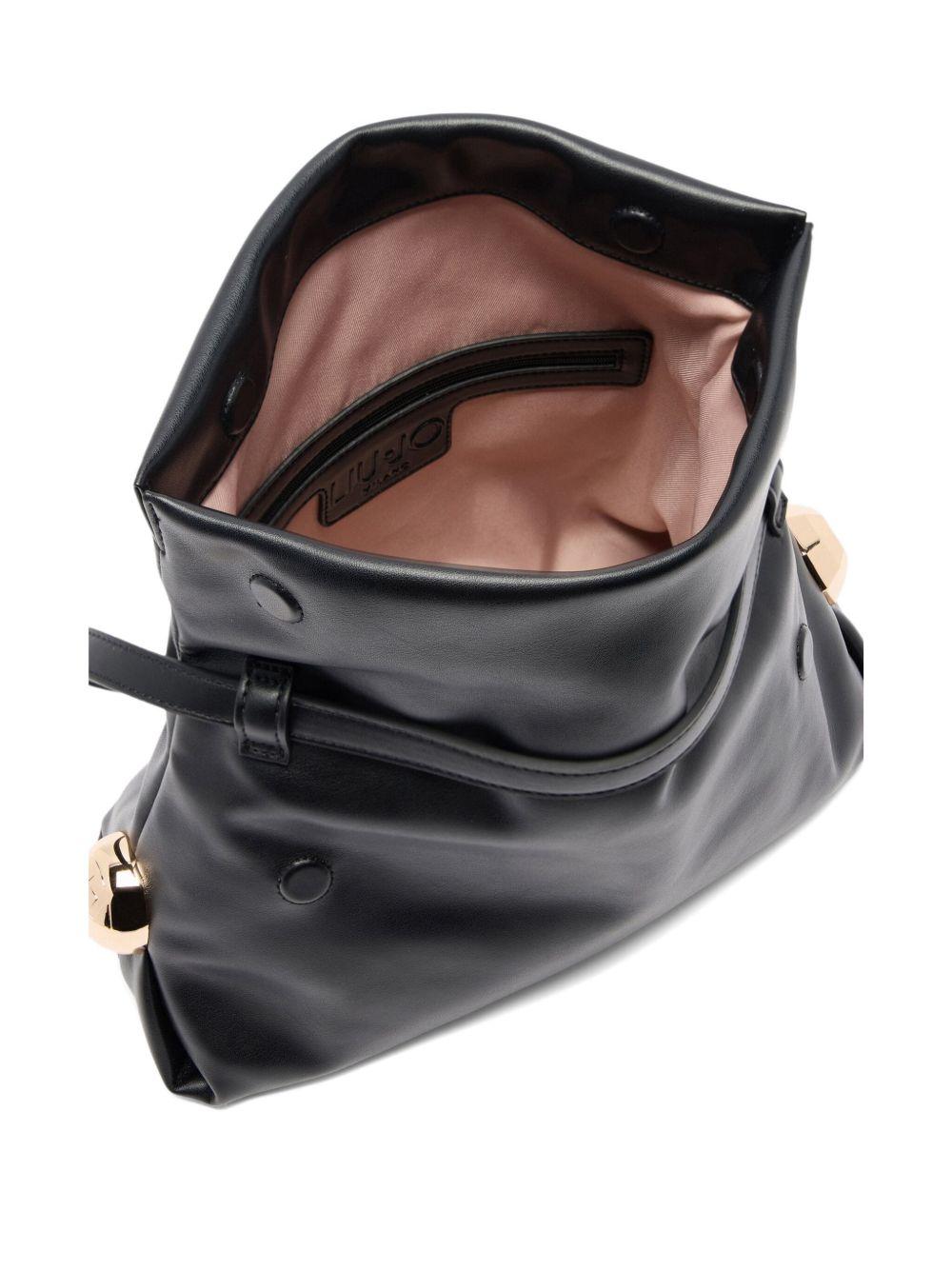 LIUJO Borsa nera in ecopelle con logo 