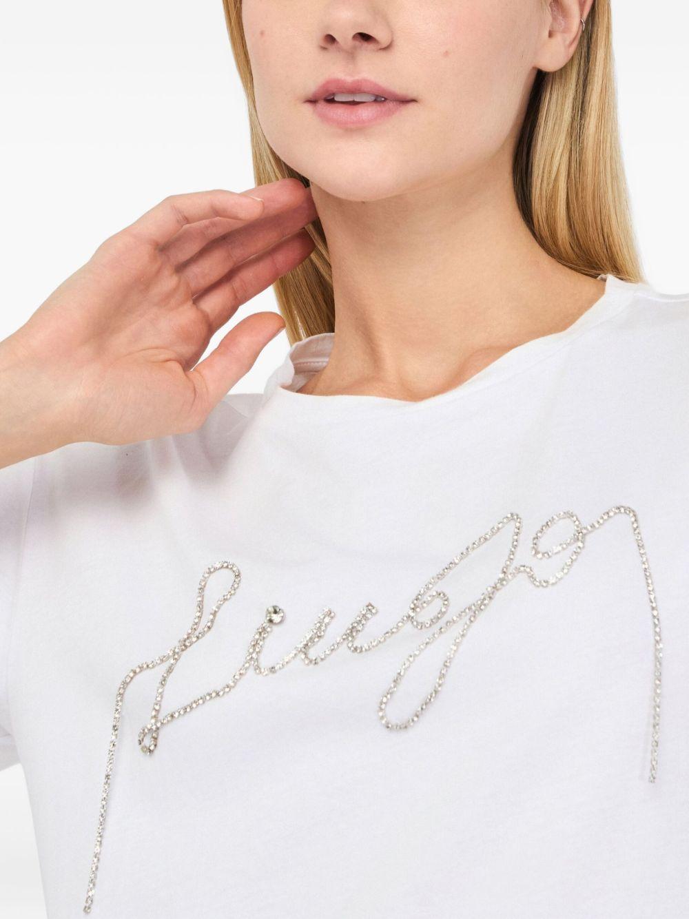 LIUJO T-shirt girocollo con strass 