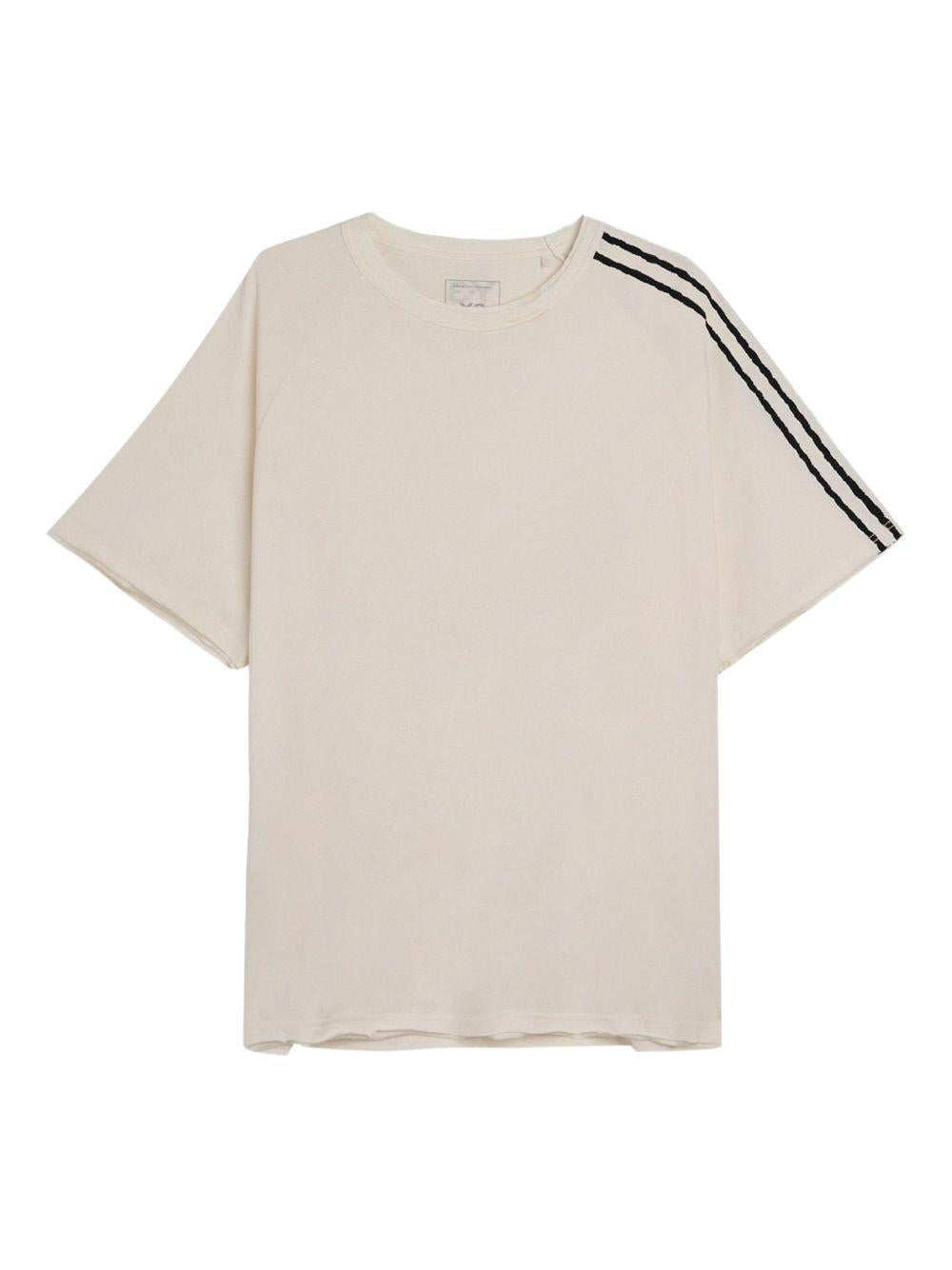 Y3 T-shirt in cotone bianco con strisce nere 