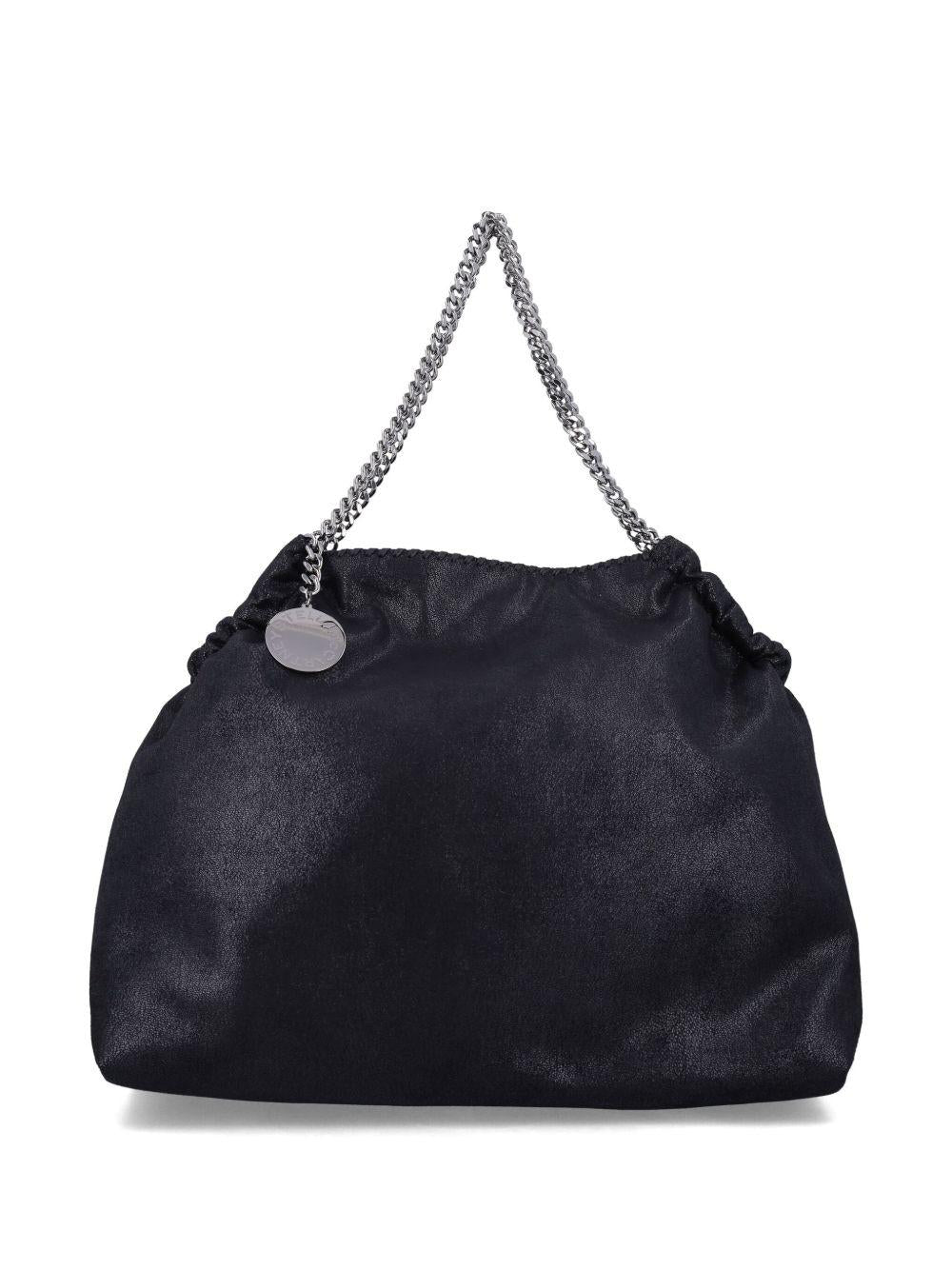 STELLA MCCARTNEY Borsa tote Eco Shaggy Deer nera con catena argentata 