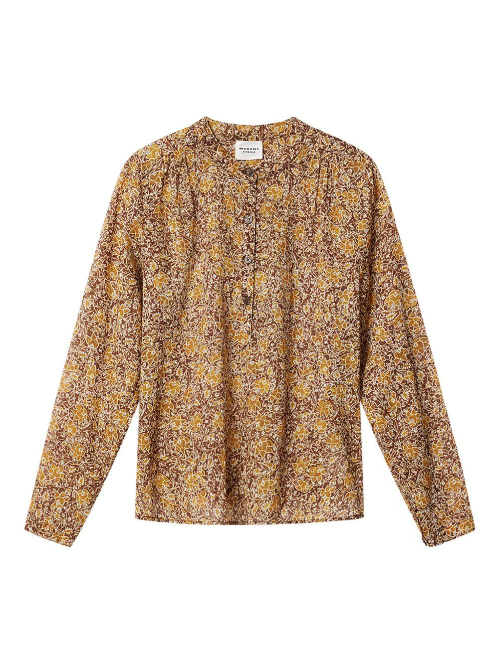 MARANT ETOILE Camicia verde in cotone con stampa floreale 