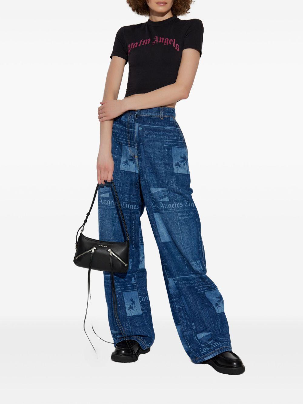 PALM ANGELS T-shirt crop con stampa 