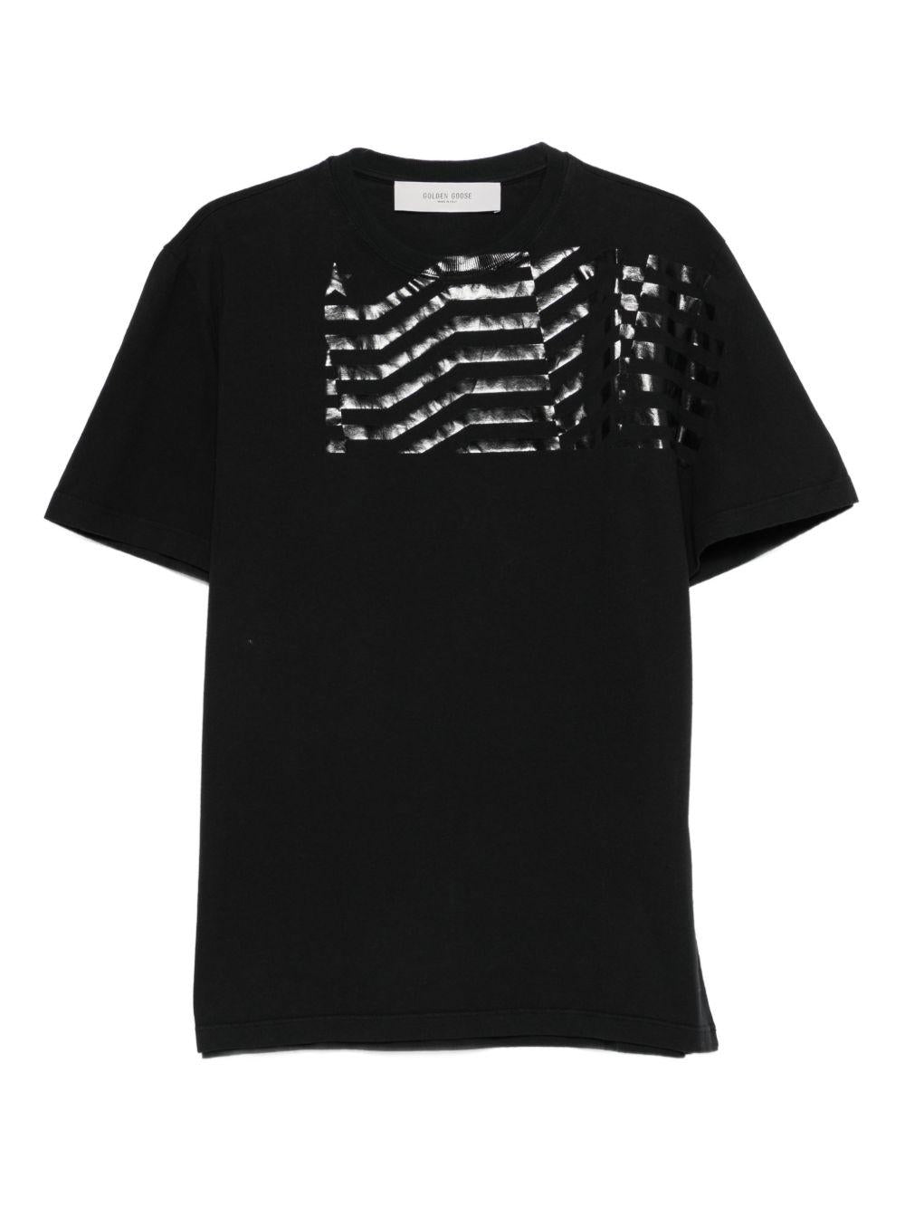 GOLDEN GOOSE T-shirt nera in cotone 