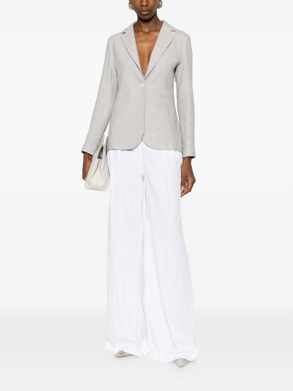 CIRCOLO 1901 Blazer in lino e cotone celeste monopetto 