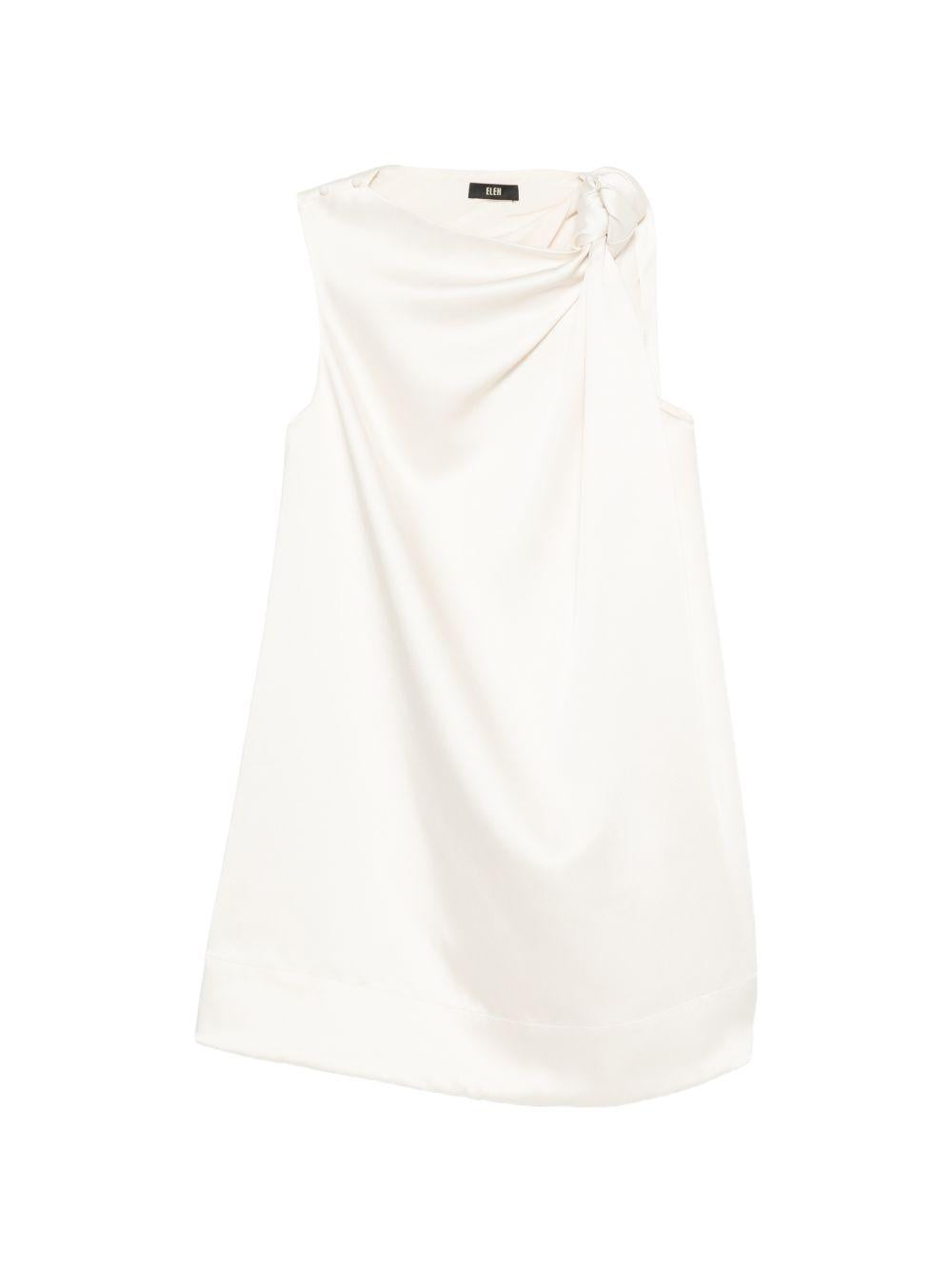 ELEH Mini abito con scollo asimmetrico e drappeggio bianco 