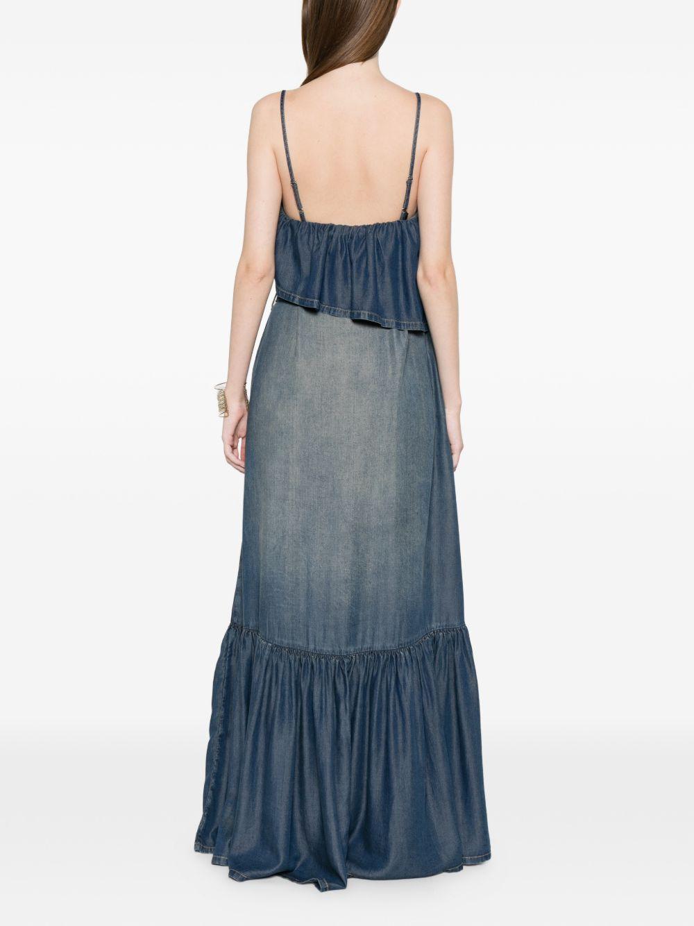PINKO Abito lungo Chiarodiluna in denim con cintura 