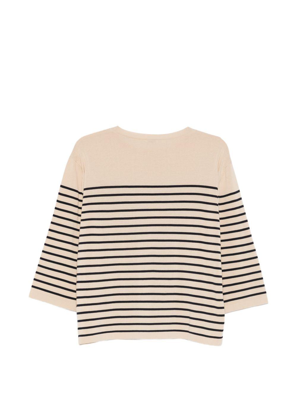 ASPESI Maglia a righe in cotone beige e blu 