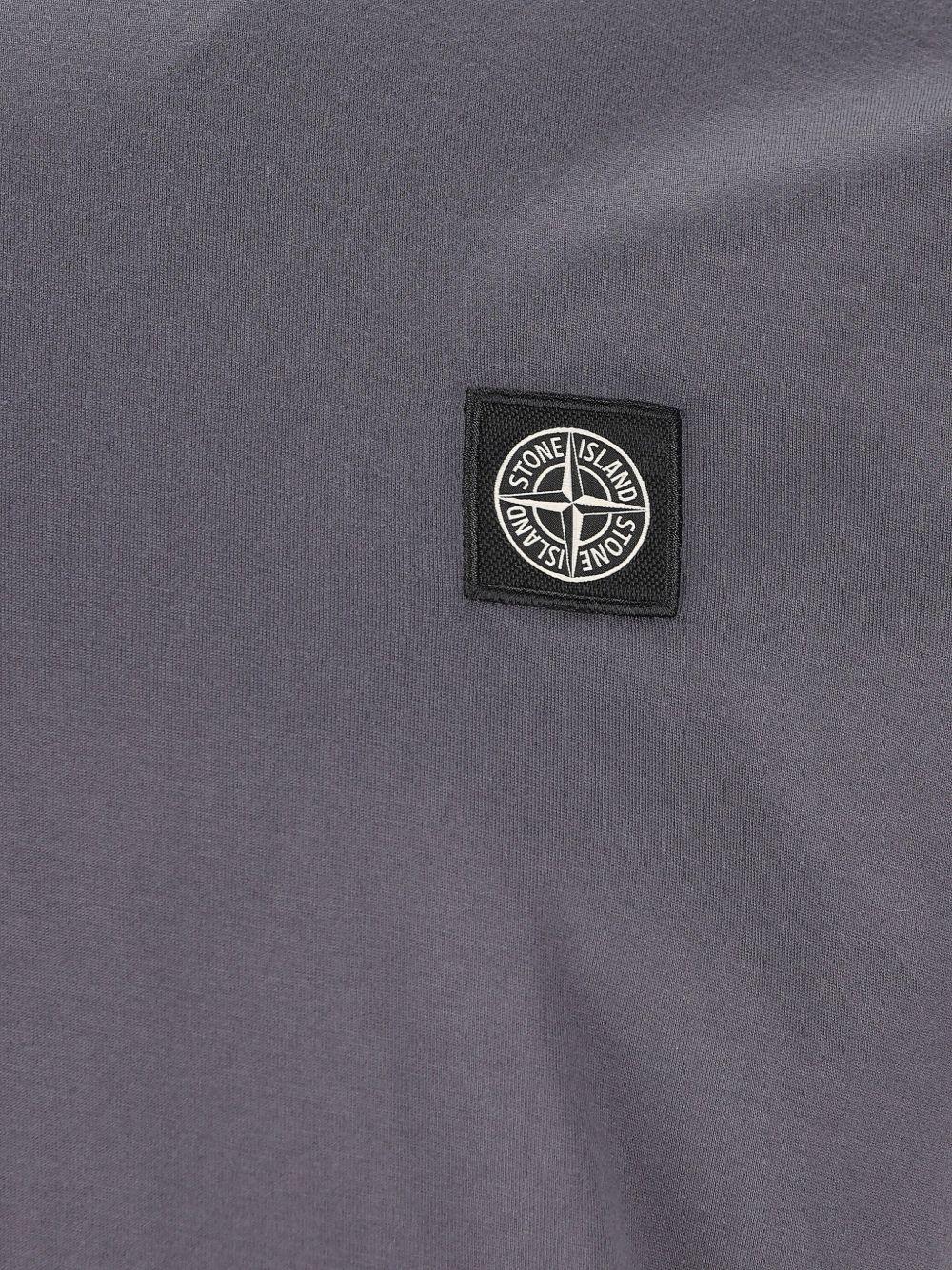 STONE ISLAND T-shirt in cotone grigio con logo 