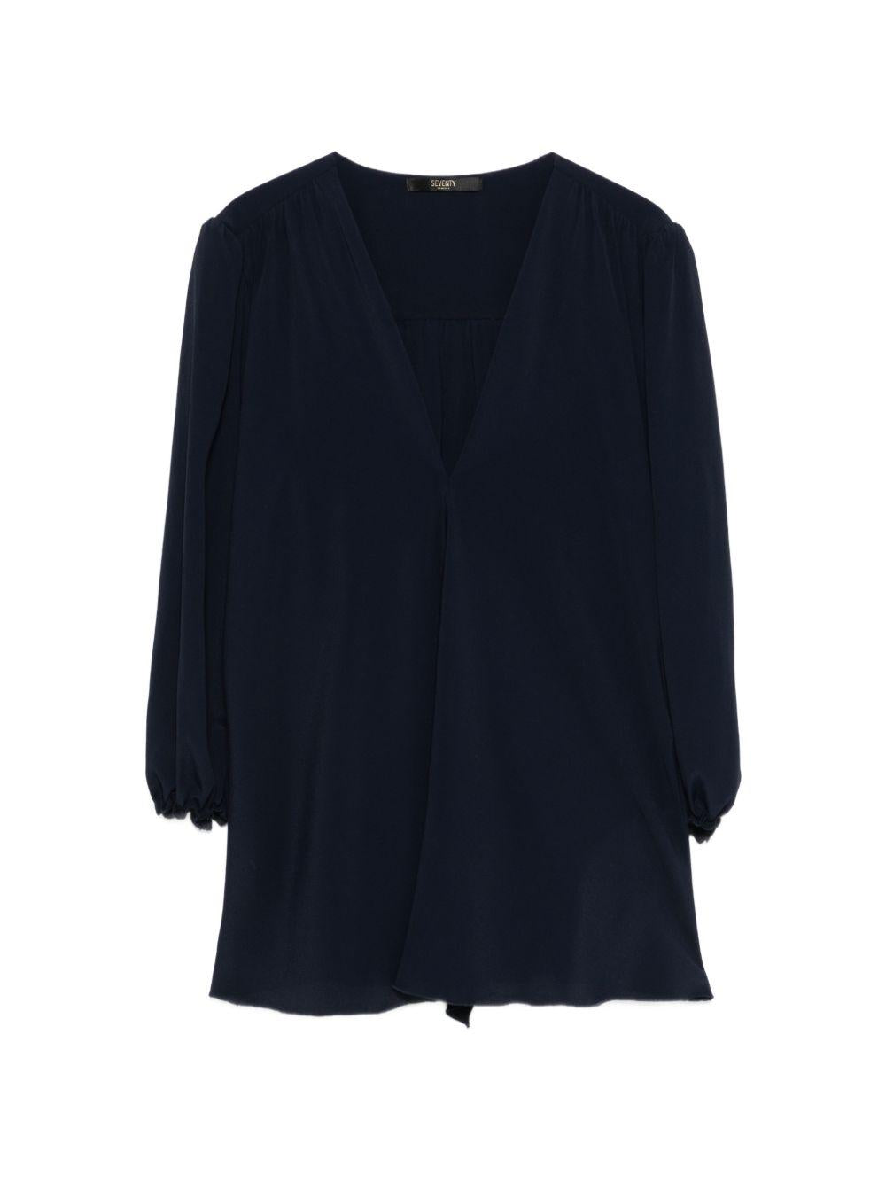 SEVENTY Blusa blu con scollo a V 