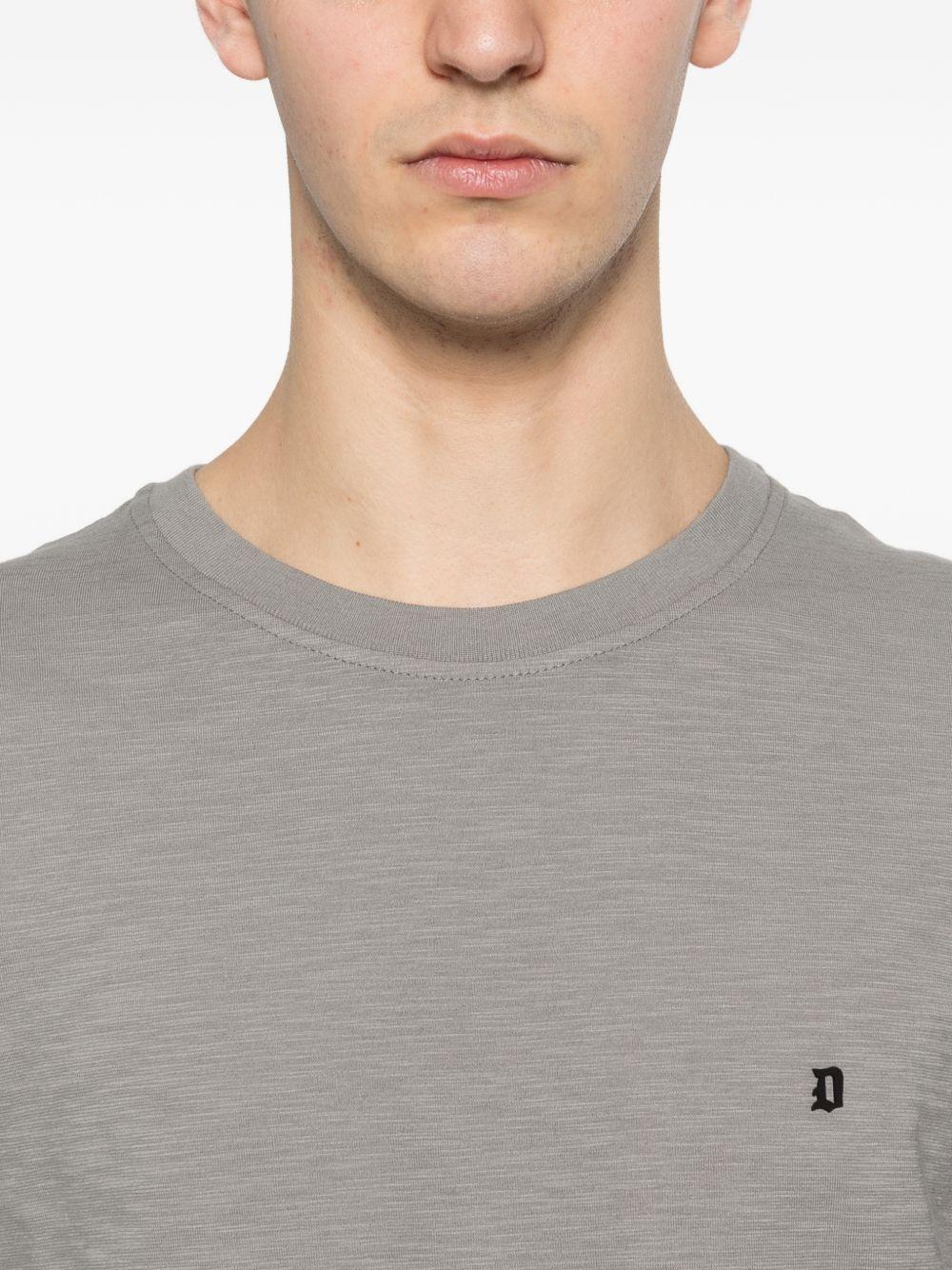 DONDUP T-shirt in cotone grigio con logo 