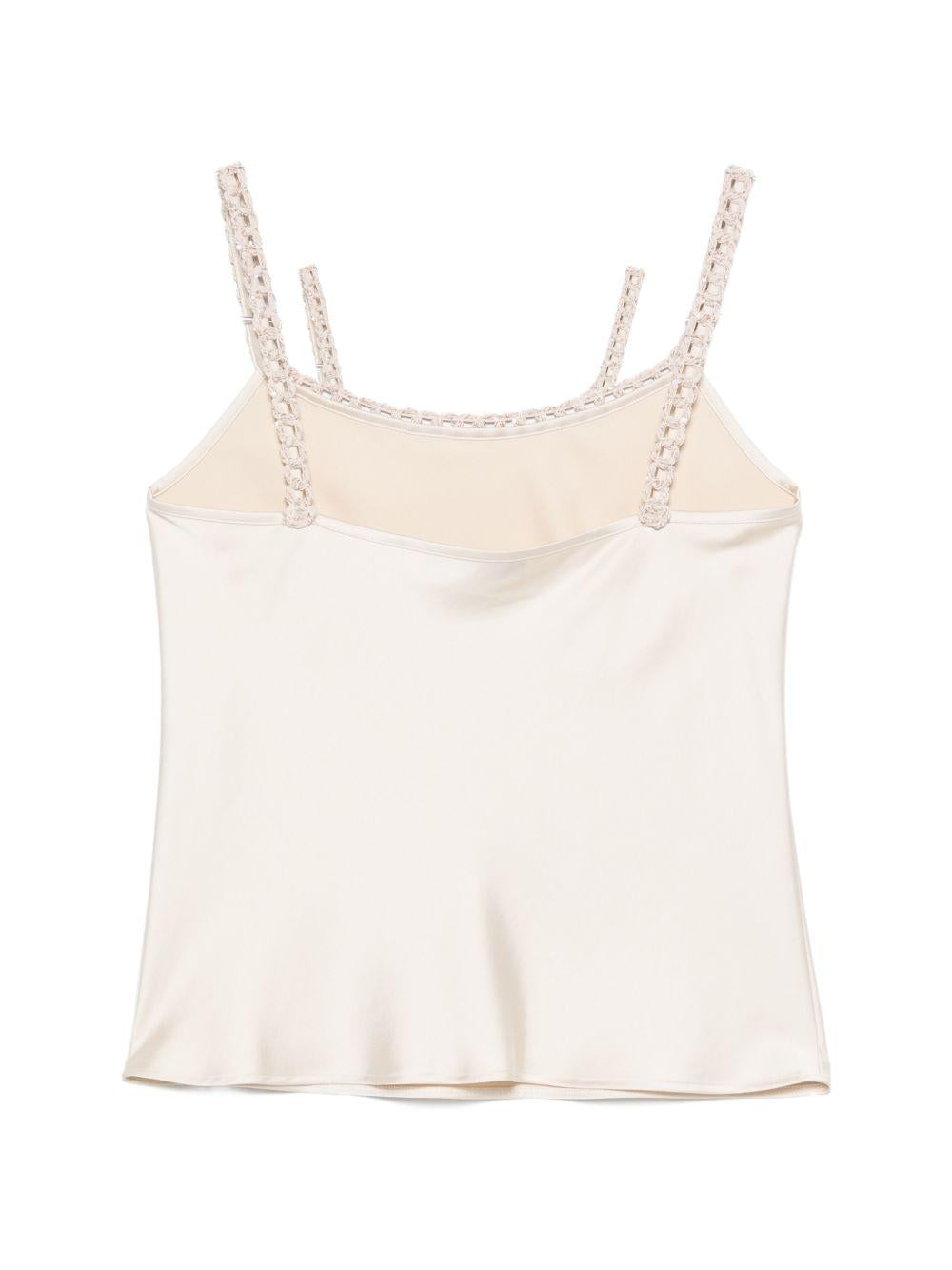 D EXTERIOR Top in simil raso avorio con spalline sottili 