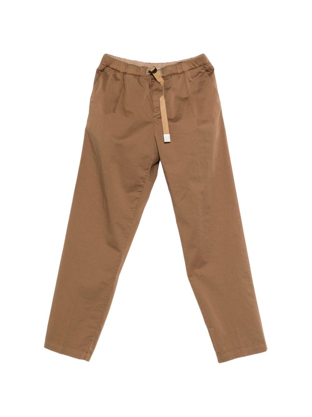WHITE SAND Pantaloni in cotone elasticizzato con cintura in vita 