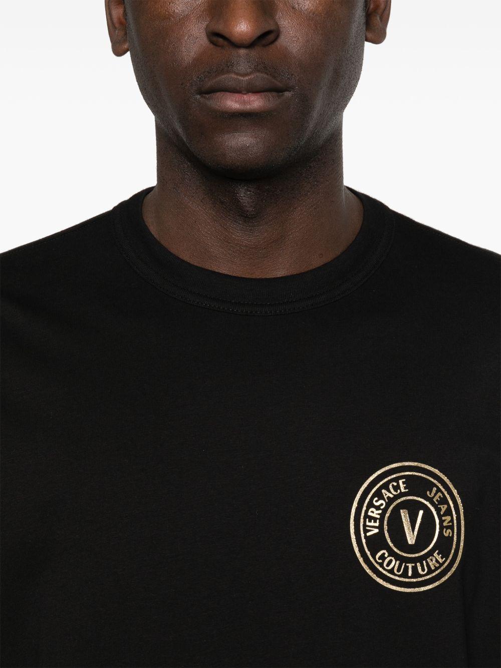 VERSACE JEANS COUTURE T-shirt in cotone nero con logo 