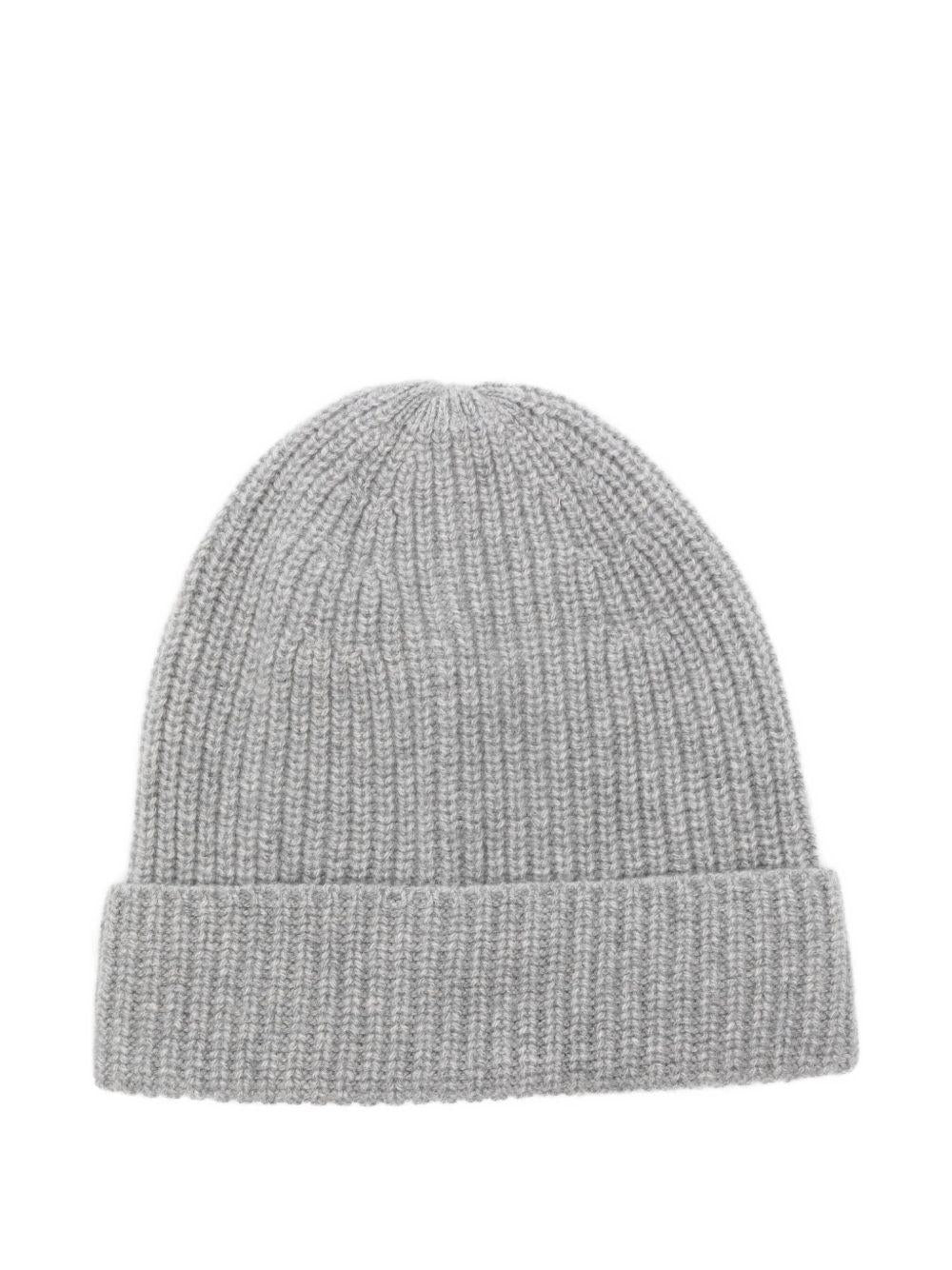 DANIELE FIESOLI Berretto in cashmere a costine grigio 