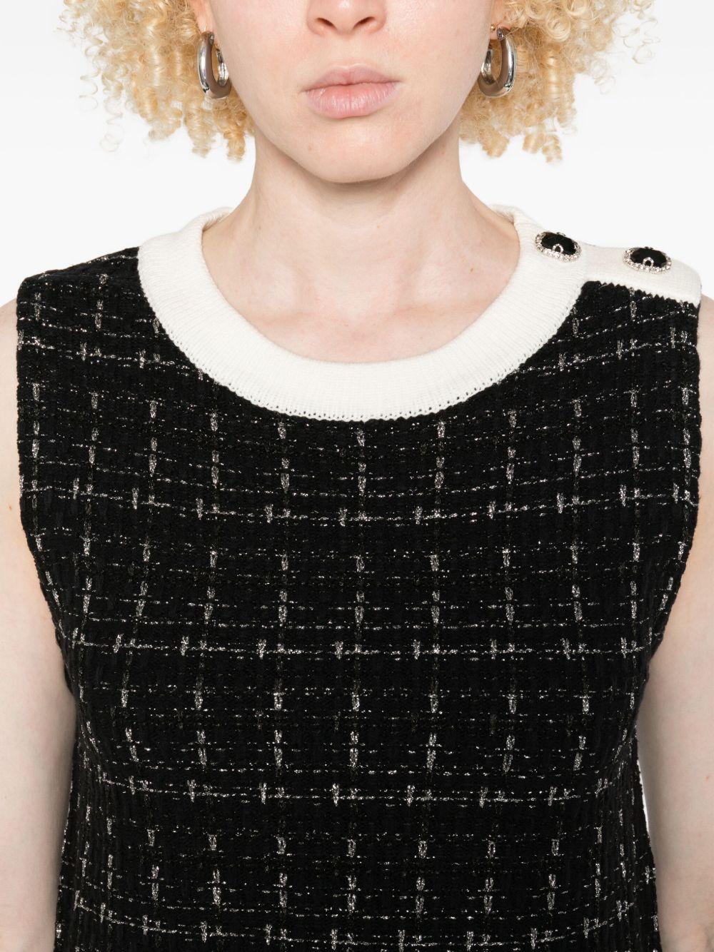 LIUJO Abito corto nero con colletto bianco 