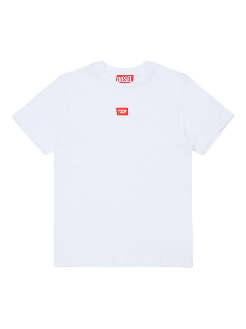 DIESEL T-shirt da bambino a maniche corte in cotone bianco 