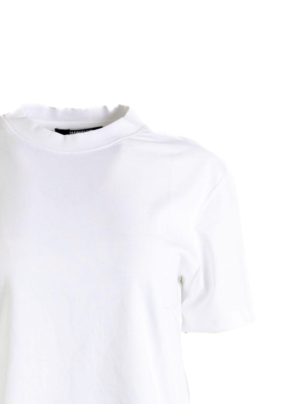 JACQUEMUS T-shirt bianca in cotone a collo rotondo 