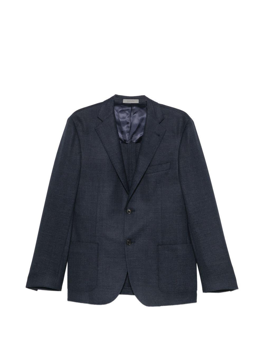CORNELIANI Giacca monopetto in lana vergine blu 