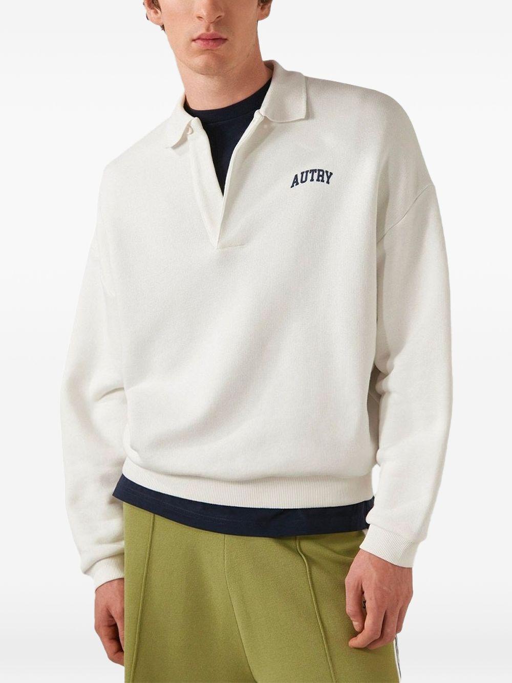 AUTRY Polo bianca a maniche lunghe con logo 