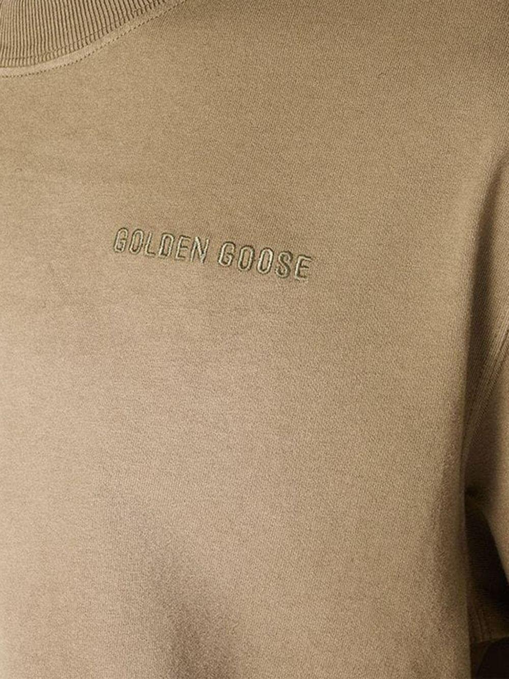 GOLDEN GOOSE T-shirt in cotone beige a maniche corte 