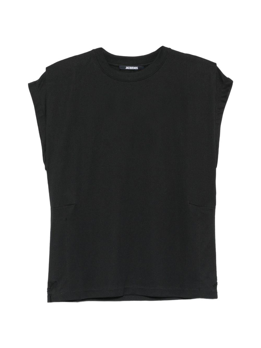 JACQUEMUS T-shirt nera Ventadau senza maniche 