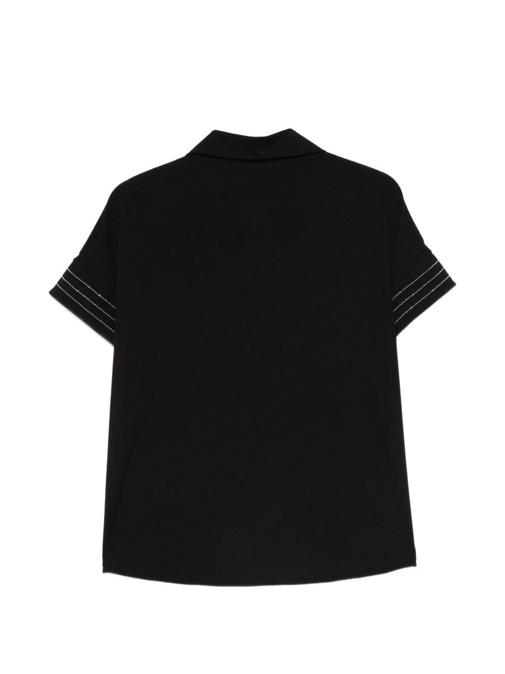 D EXTERIOR Polo in cotone elasticizzato nero 