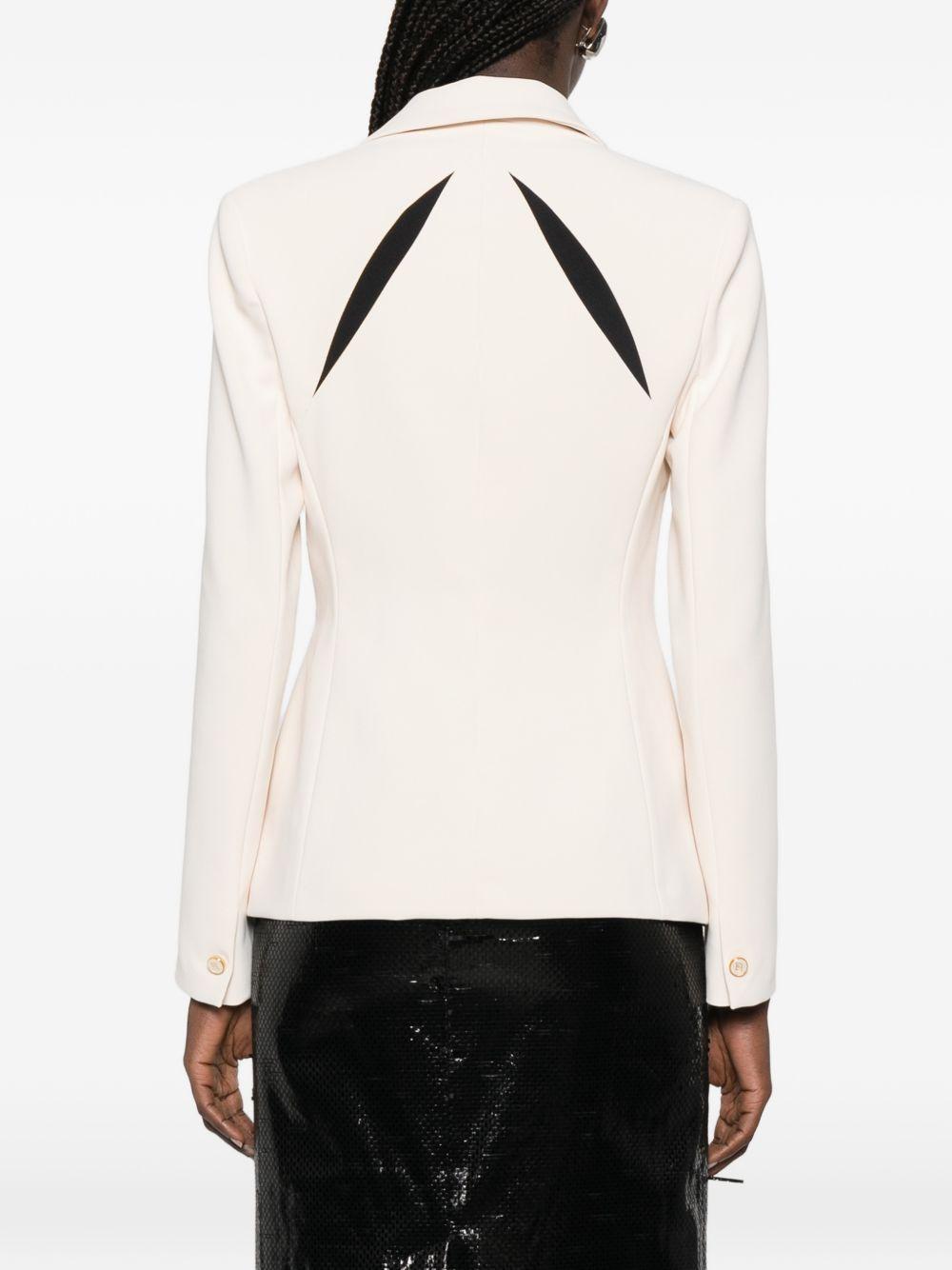 ELISABETTA FRANCHI Giacca in crêpe leggero con intarsio geometrico floreale e cut-out bicolore 