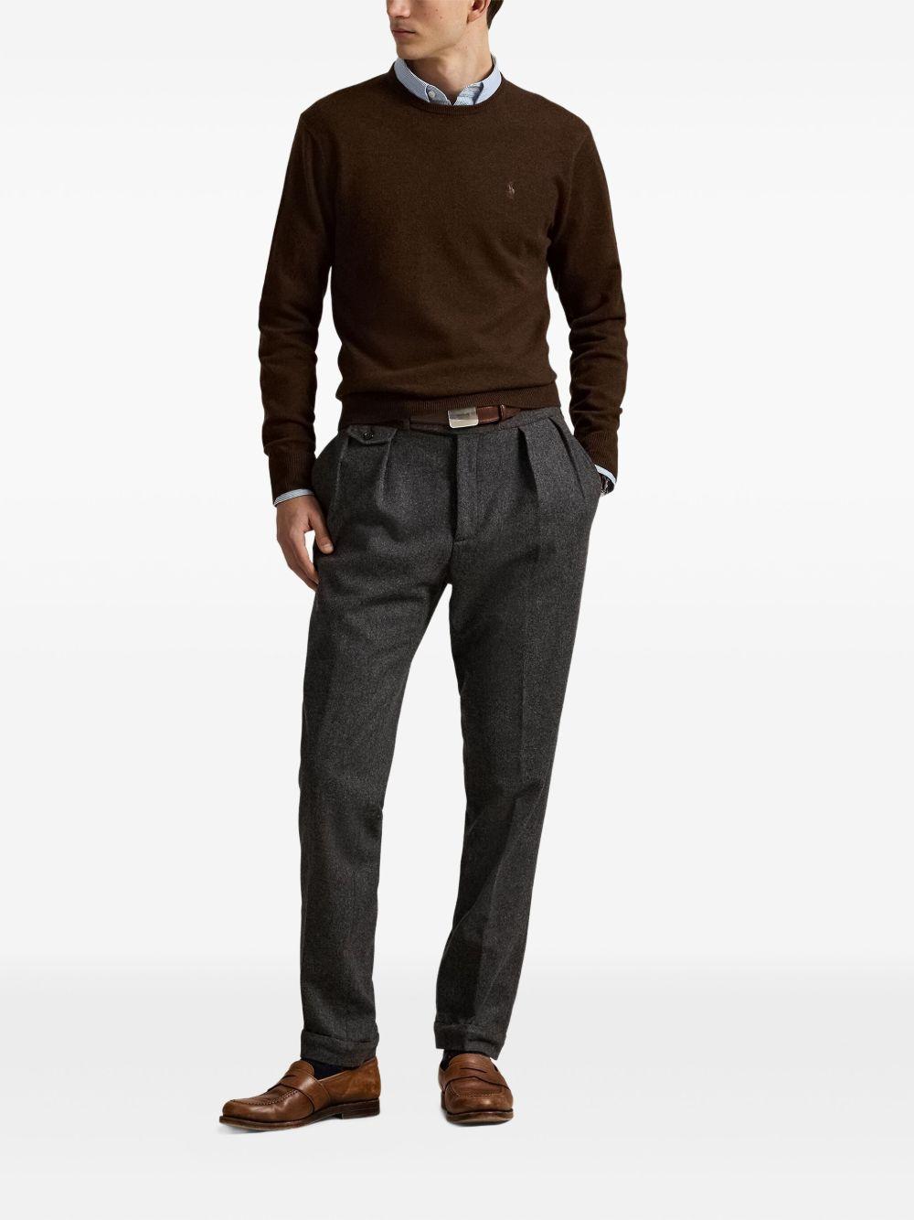 POLO RALPH LAUREN Maglioncino marrone in lana con cavallino marrone 