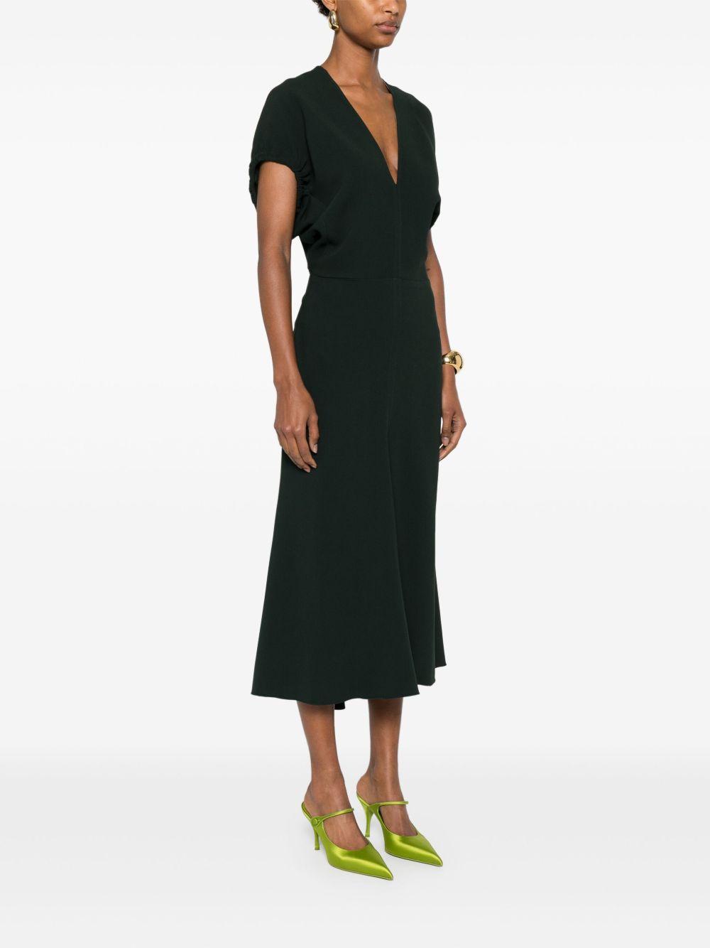VICTORIA BECKHAM Abito midi con scollo a V verde scuro 