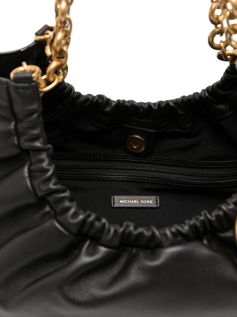 MICHAEL KORS Borsa hobo in pelle nera con charm MK 