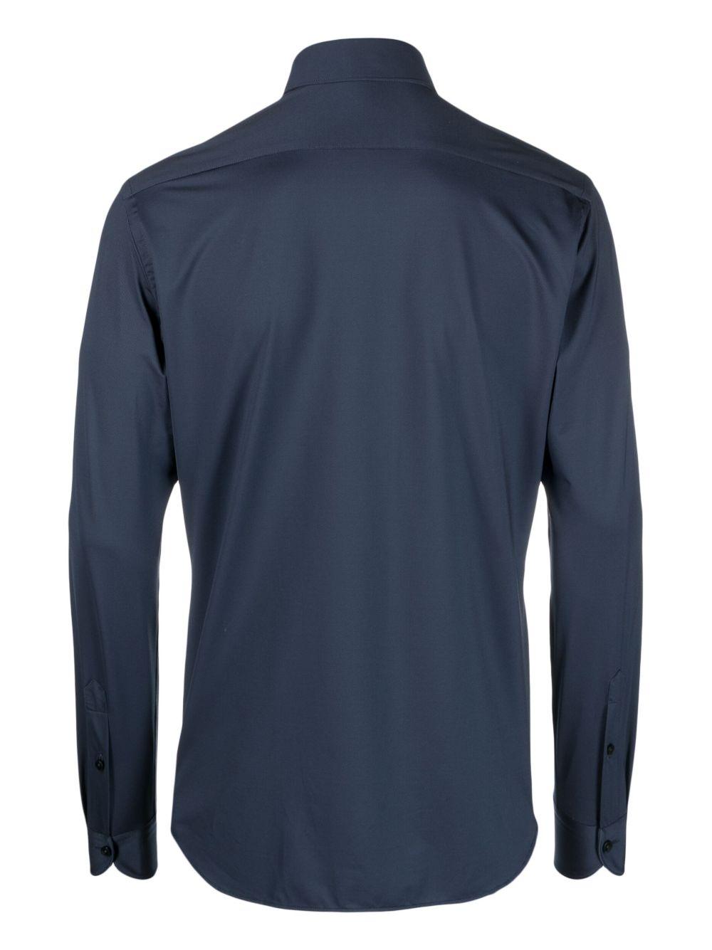 XACUS Camicia blu a maniche lunghe avvitata 