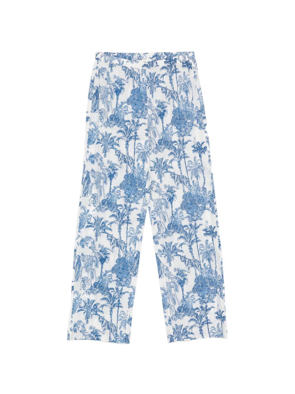 MC2 SAINT BARTH Pantaloni Inez in cotone con stampa azzurra 