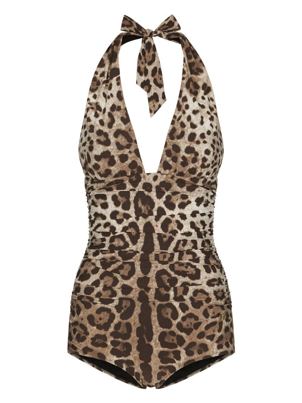 DOLCE e GABBANA Costume intero con stampa leopardata 