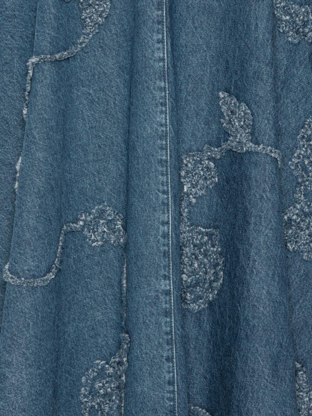 ROTATE Gonna di jean svasata con ricami floreali 