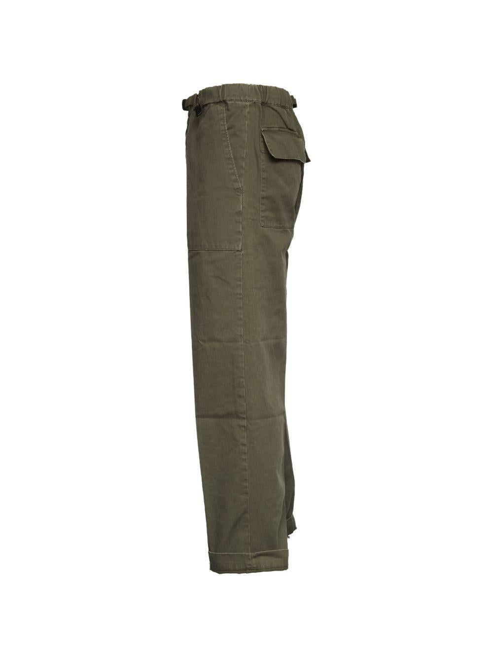 WHITE SAND Pantaloni in cotone verde con cintura e tasche 