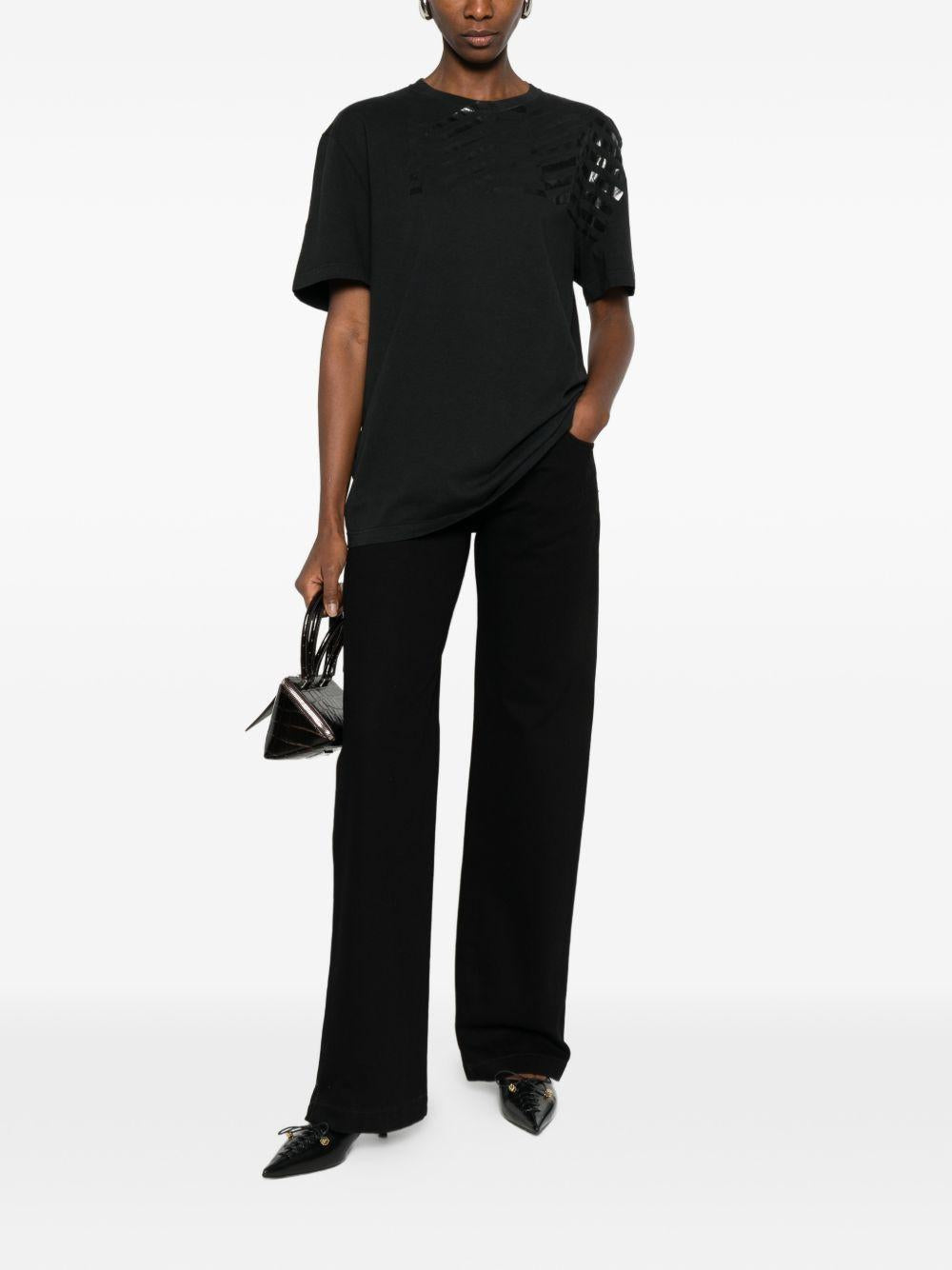 GOLDEN GOOSE T-shirt nera in cotone 