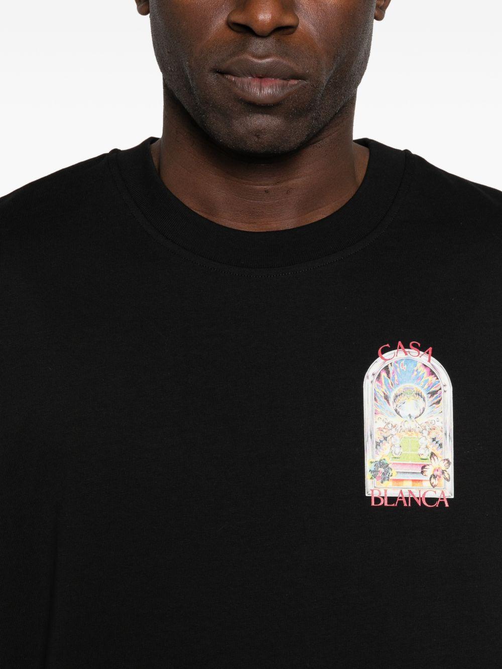 CASABLANCA T-shirt con stampa grafica in cotone nero 