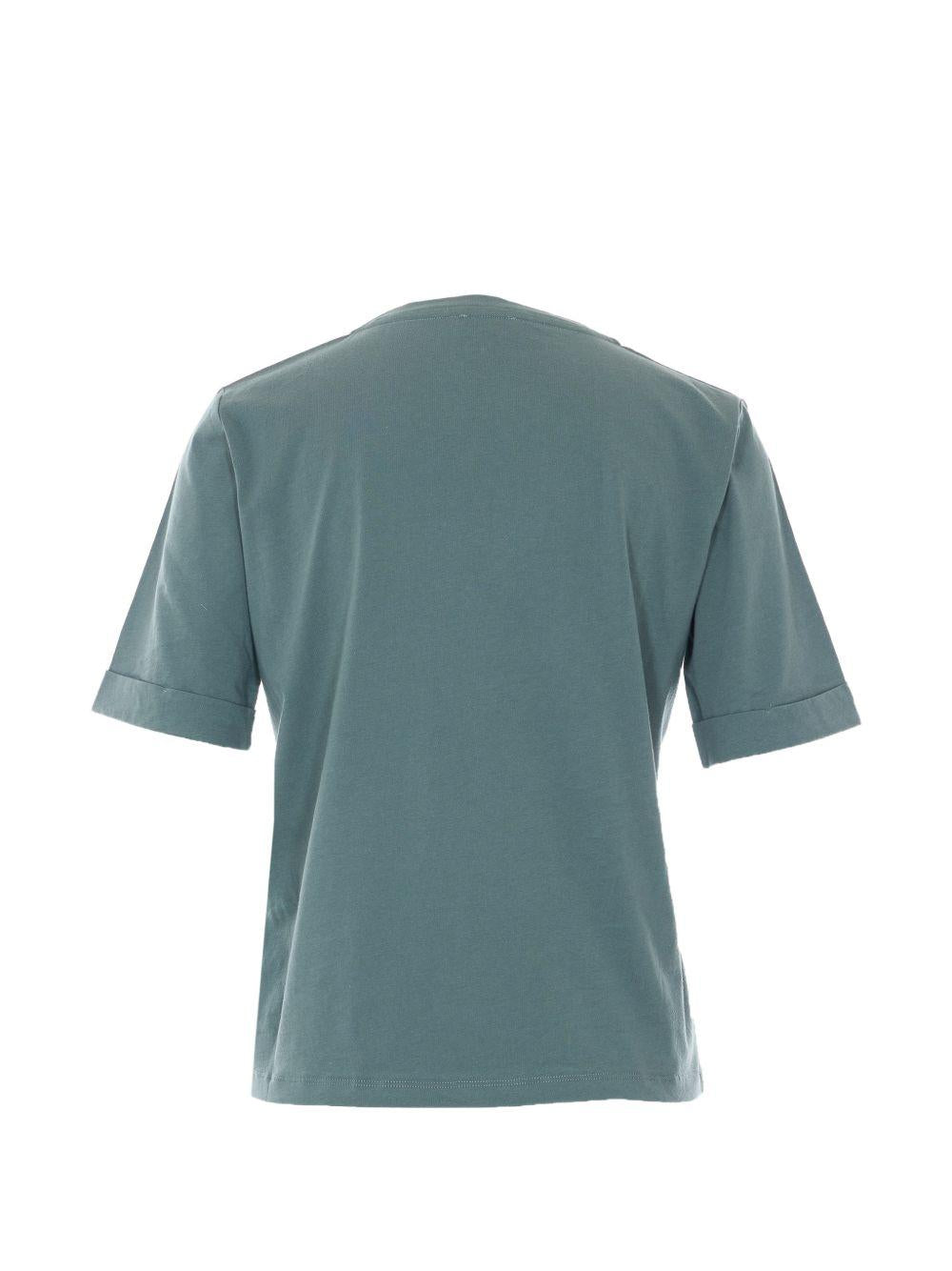 LIUJO T-shirt verde militare con scollo a V 