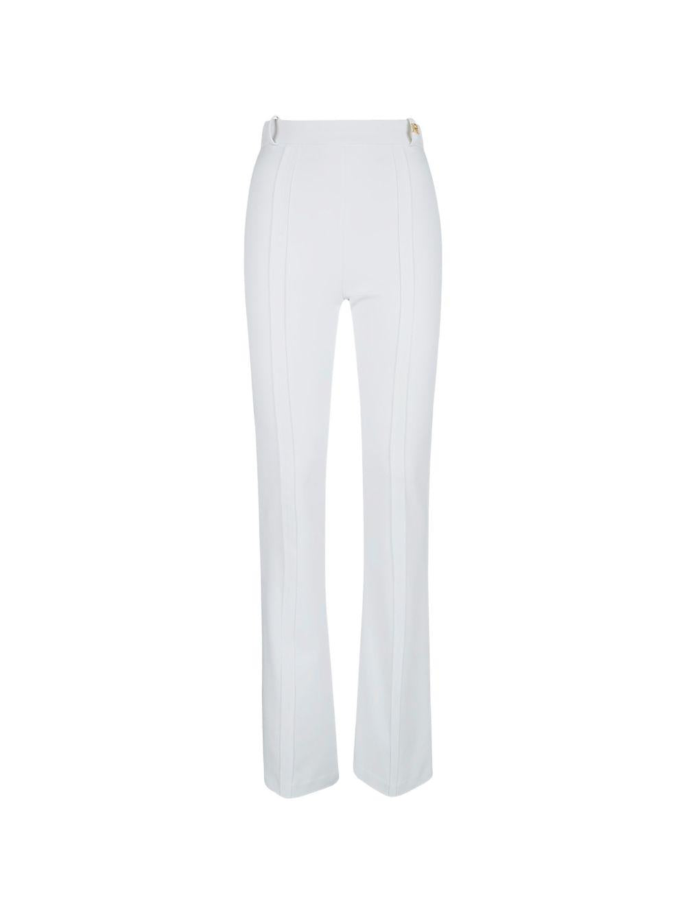 ELISABETTA FRANCHI Pantaloni linea boot cut in tessuto bianco 