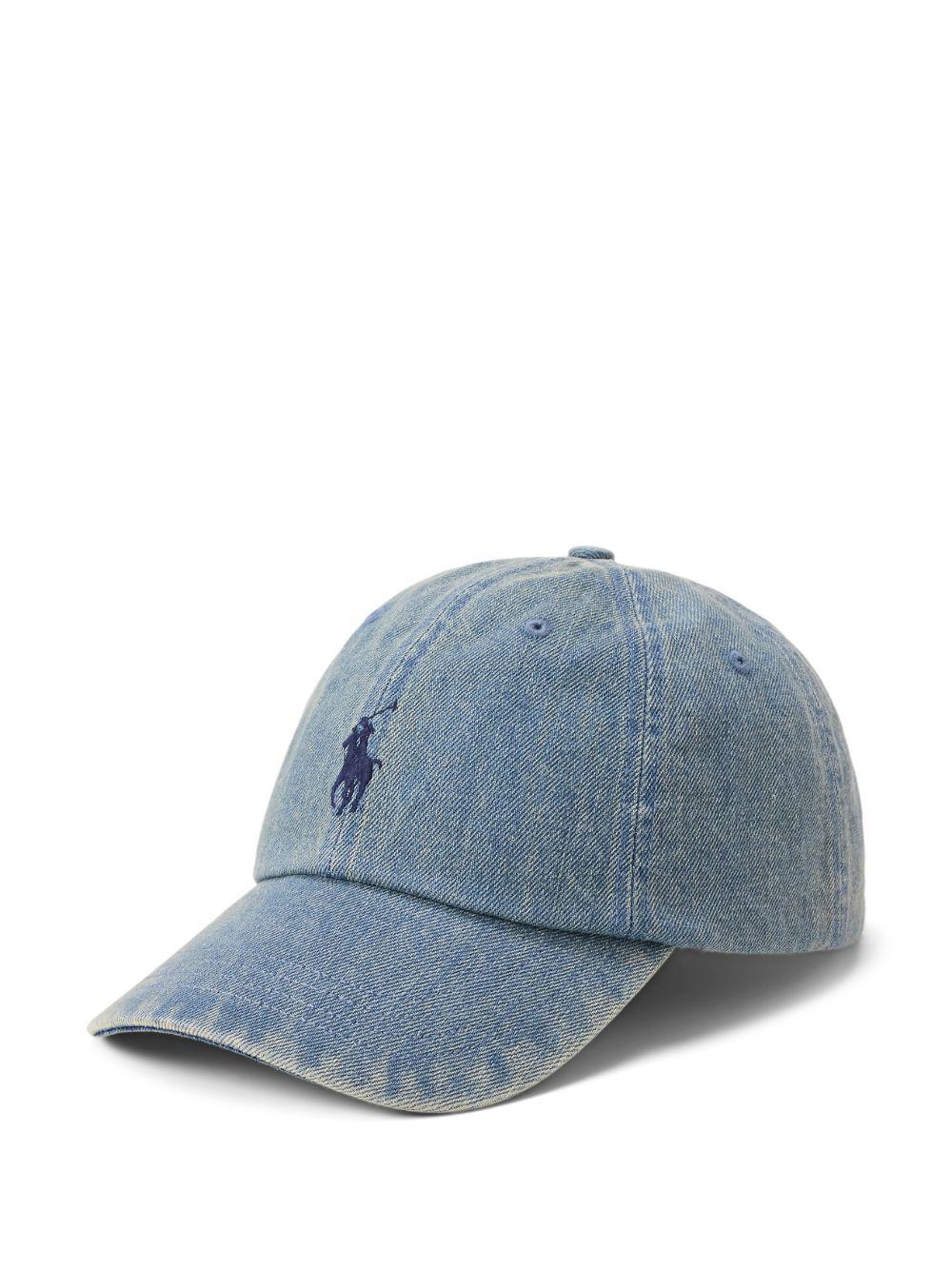 POLO RALPH LAUREN Cappello da baseball in cotone denim azzurro 