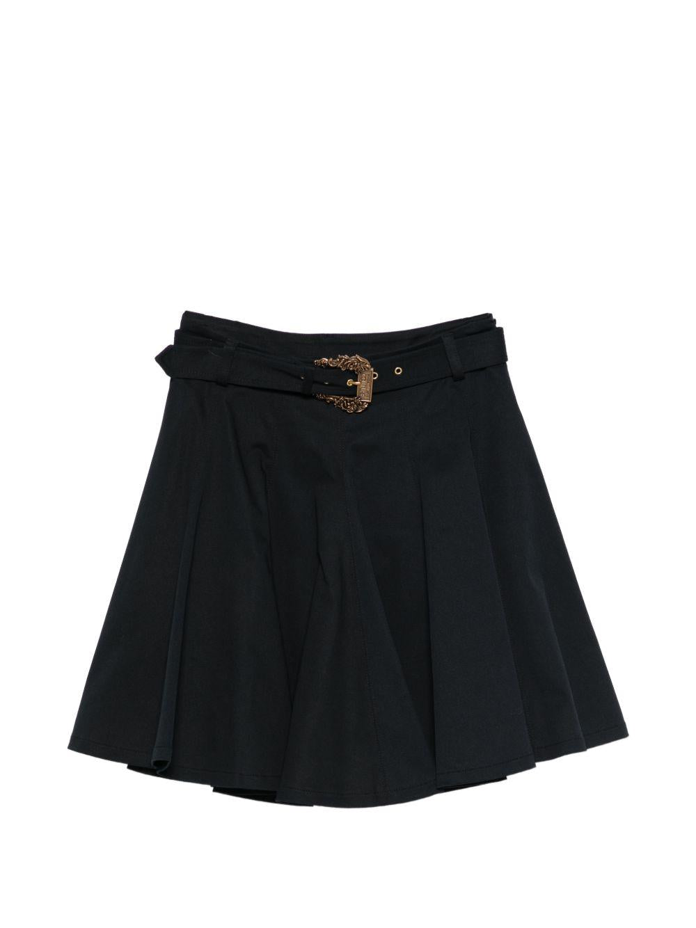 VERSACE JEANS COUTURE Gonna mini in cotone nero con cintura 