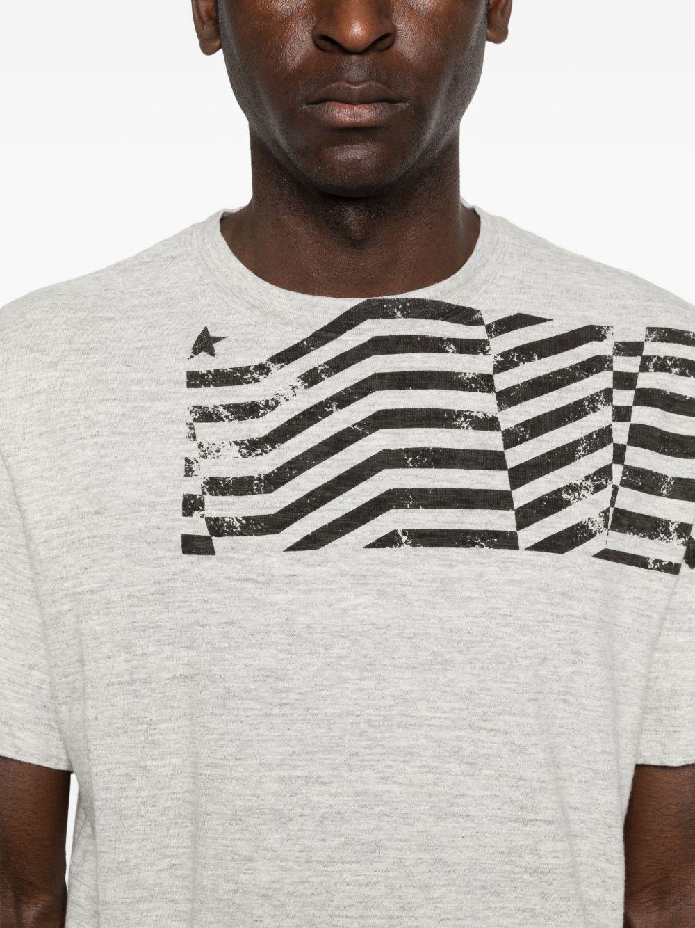 GOLDEN GOOSE T-shirt a maniche corte in cotone grigio con stampa 