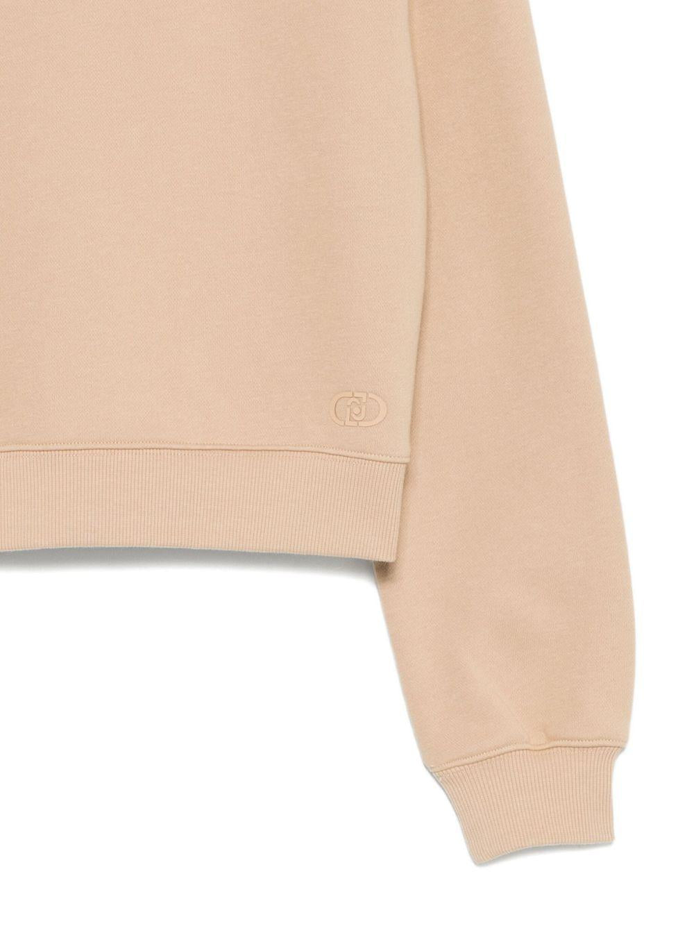 LIUJO Felpa girocollo in cotone beige 