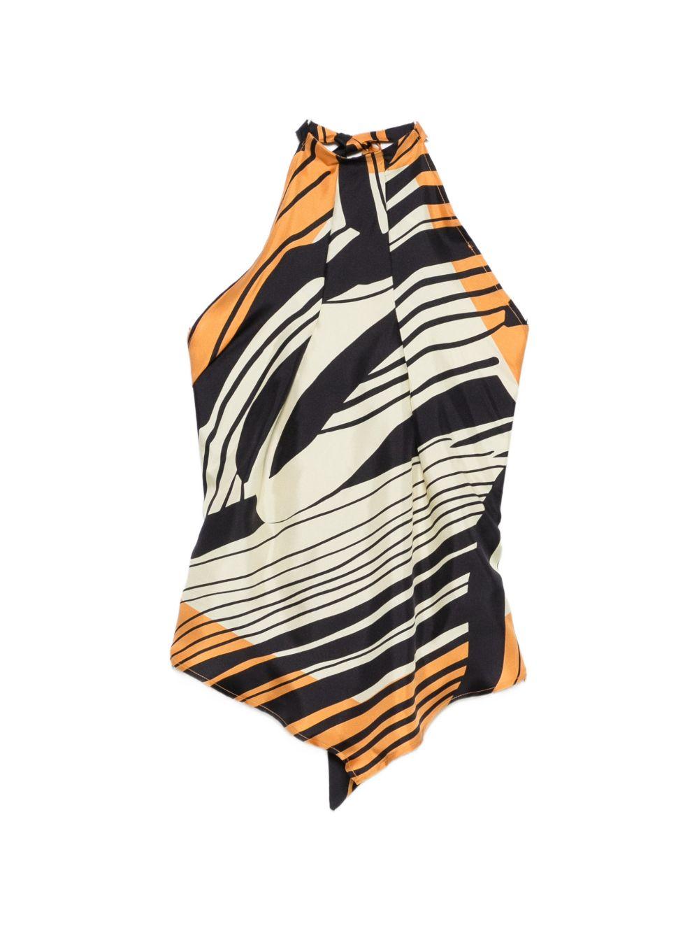 RAQUEL DINIZ Top in seta con scollo halter 