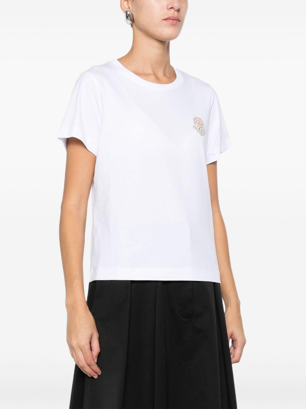 MONCLER T-shirt in cotone bianco con logo patch 