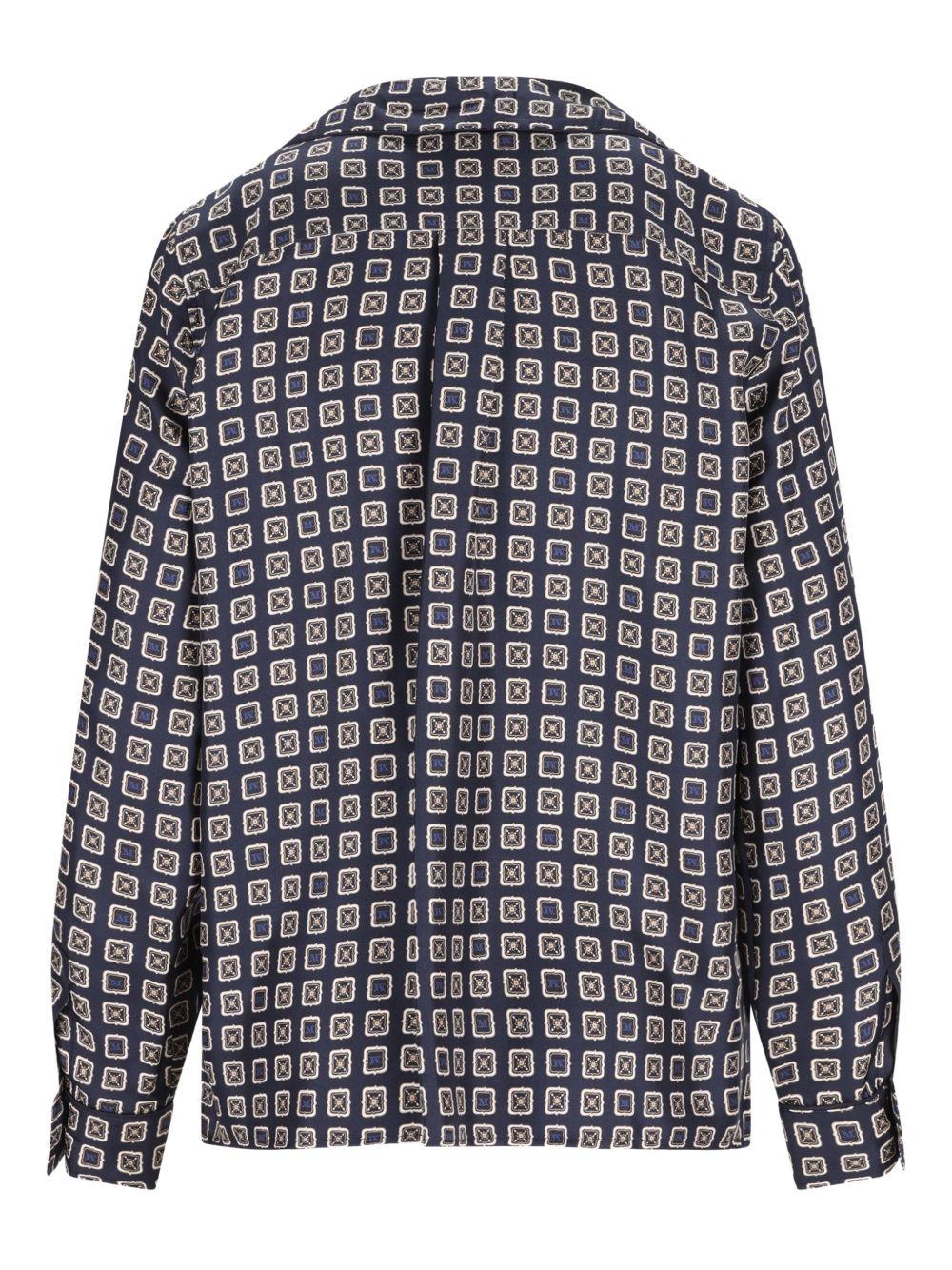 MAX MARA Camicia di seta blu con logo all-over 