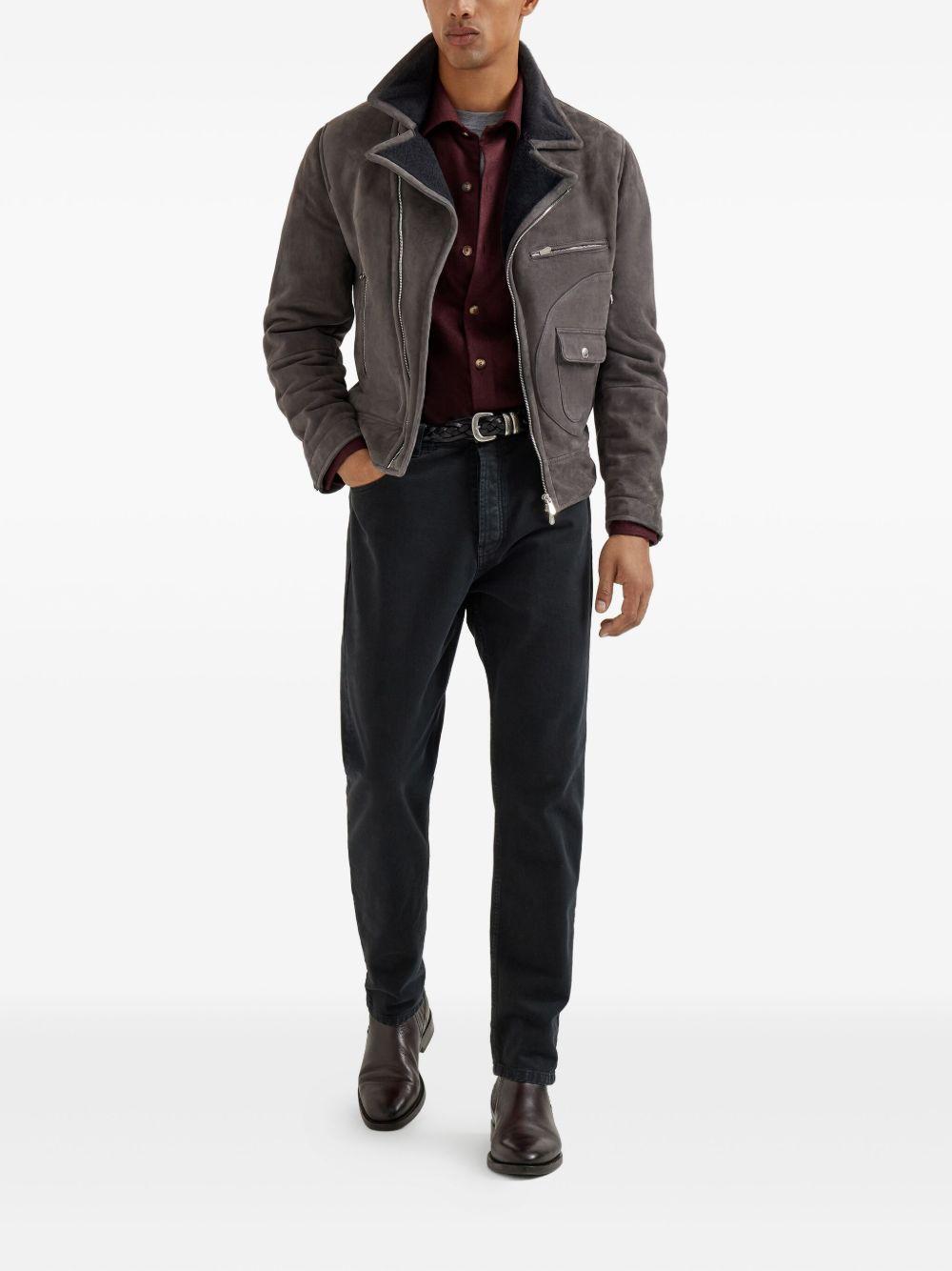 BRUNELLO CUCINELLI T-shirt girocollo in jersey di cotone grigio con logo 