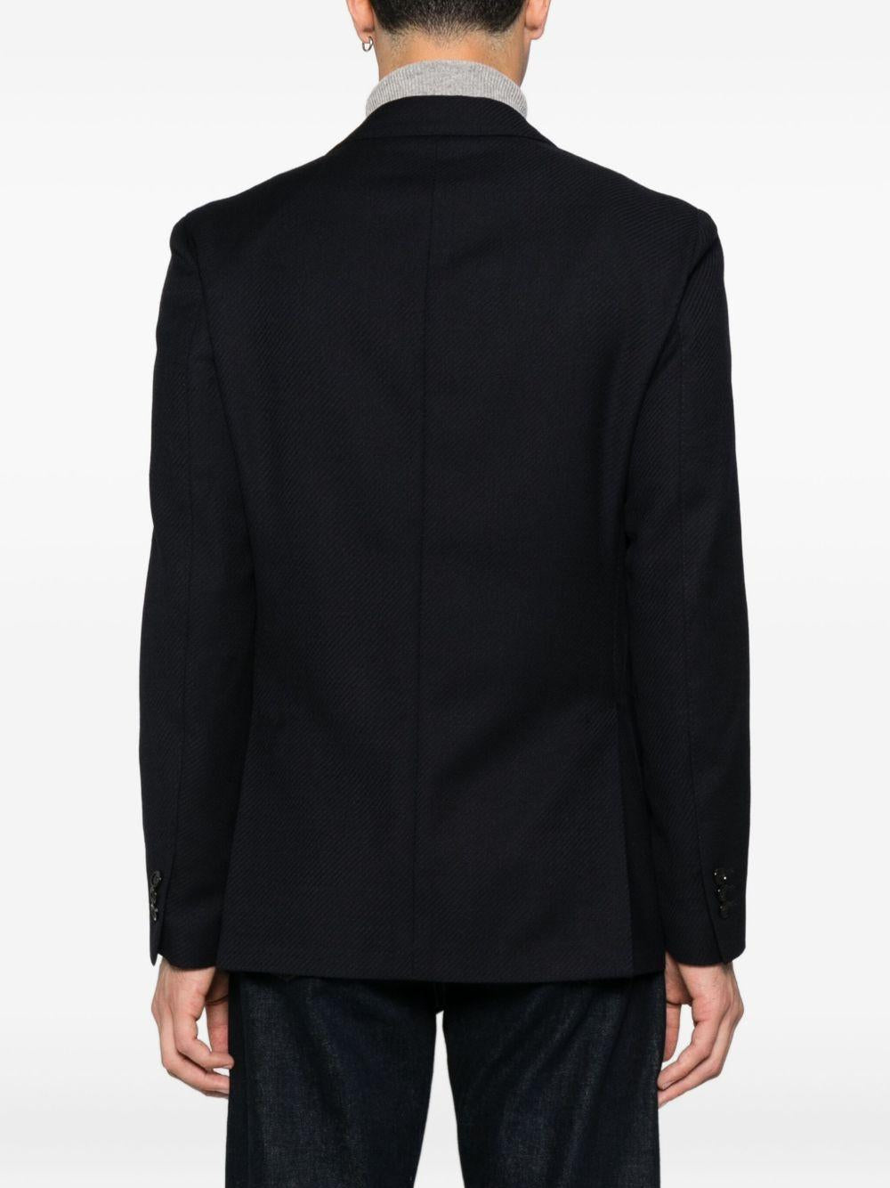 LARDINI Blazer monopetto in lana blu navy 